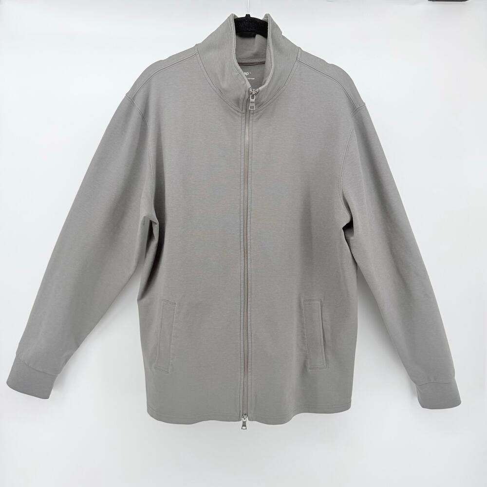Gap Men's Premium Knit Full Zip Track Jacket Grey Size L Athleisure Minimalist